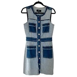 7 For All Mankind Inside Out Denim Two-Tone Dress Sz S